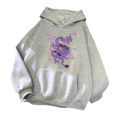 2024 XIN Women Men Hoodie Hooded Hat Long Sleeves Dragon Print Loose Keep Warm Pullover Unisex Spring Hoodie Adult Clothing