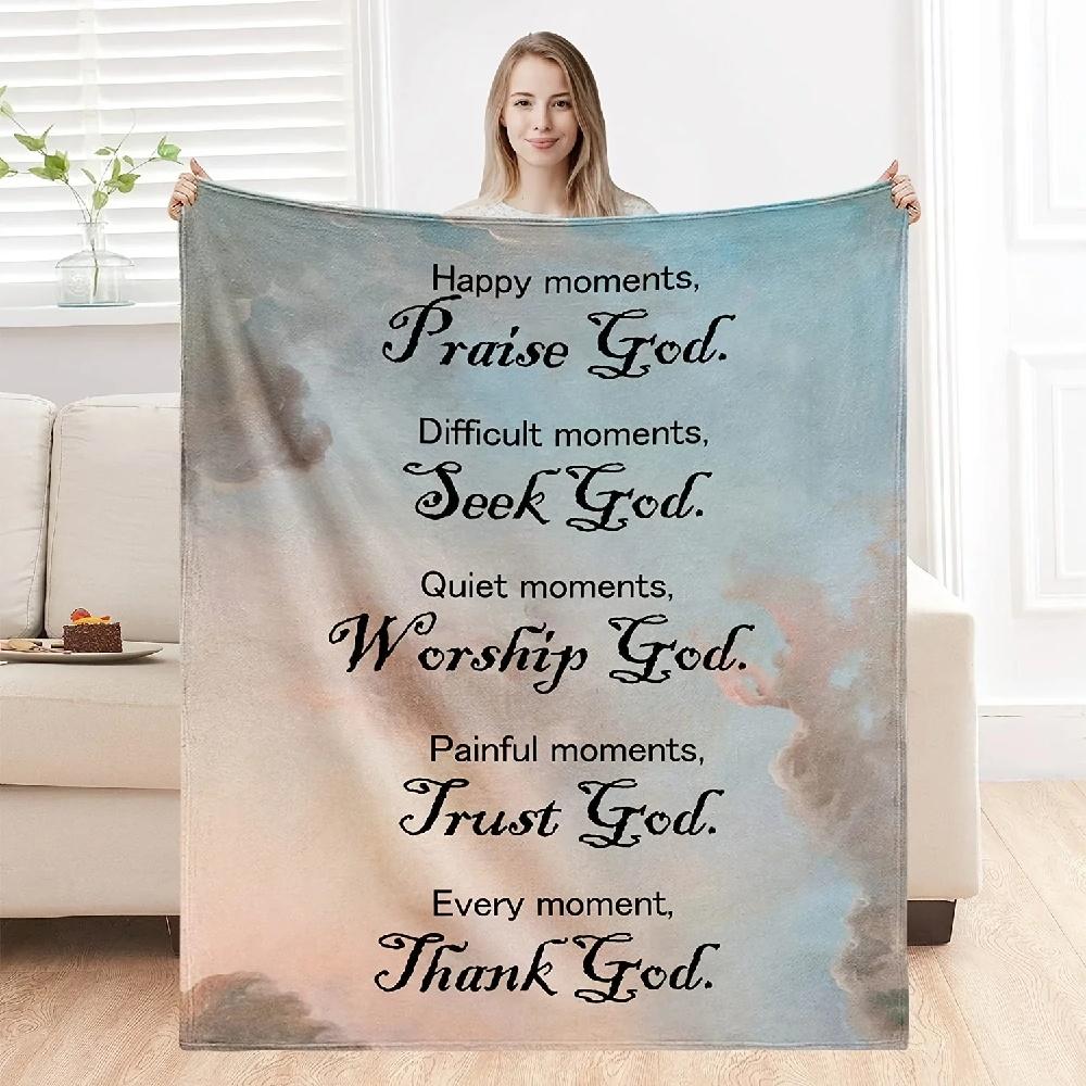 

1pc Soft and Cozy Christian Blanket with Inspirational Bible Verses and Prayers - Perfect Gift for Women and Catholic Faithful#Color_PURPLE, 75X95CM серый