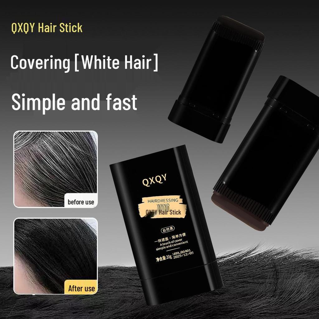 QXQY Natürlicher Schwarzer Haarfärbestift - Nicht auswaschendes Ansatz-Auffrischungsmittel zur Grauabdeckung