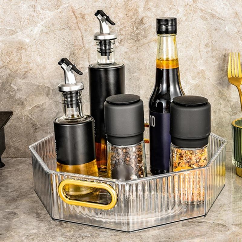 Turntable Storage Box Portable Fruit Basket Suitable for Cabinets Storerooms Kitchen Countertops Refrigerator Offices