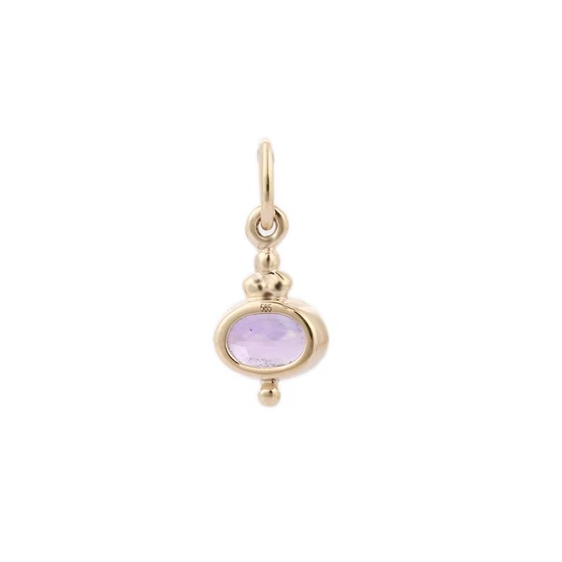 Amethyst Stone Pendant 14K Solid Gold  Amethyst Gemstone Gold Pendant For Mohter Sister Wife Fiance