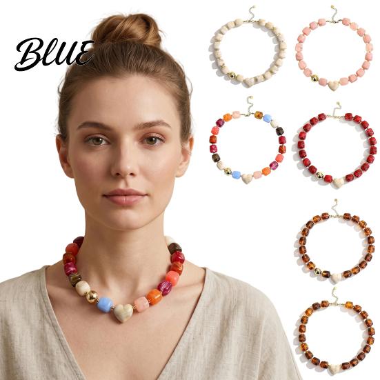 Stylish Neck Accessory Chunky Beaded Choker Bohemian Colorful Beads Necklace