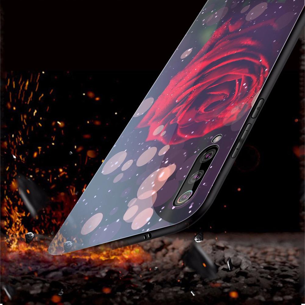 Capa de vidro com flor de rosa para Xiaomi Redmi Note 12 11 8 9 10 7 8A 10 9S 9C 10C Note 10 Pro 11T Pro Poco X3 F3 Mi 10 Pro Funda Capa