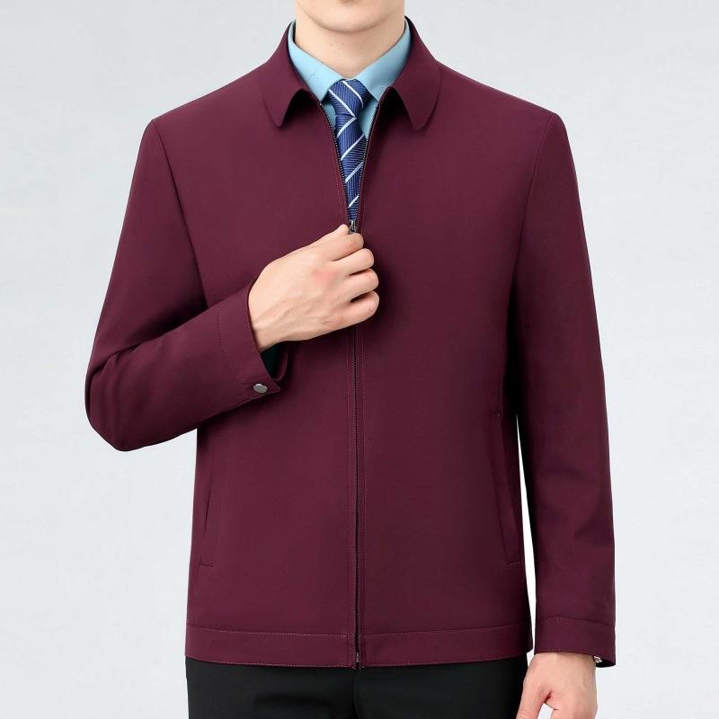 Mulberry Silk Spring and Autumn New Men's Casual Jacket Coat Middle-aged and Elderly Cadres Administrative Business Large Size Dad Tops