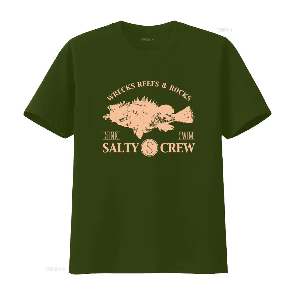 Pánské tričko Salty Crew Malé Černé 100% Bavlna Velká Ryba Vraky Útesy Skály Potopení Plavání Design vintage Vyprané Stylové Lehce