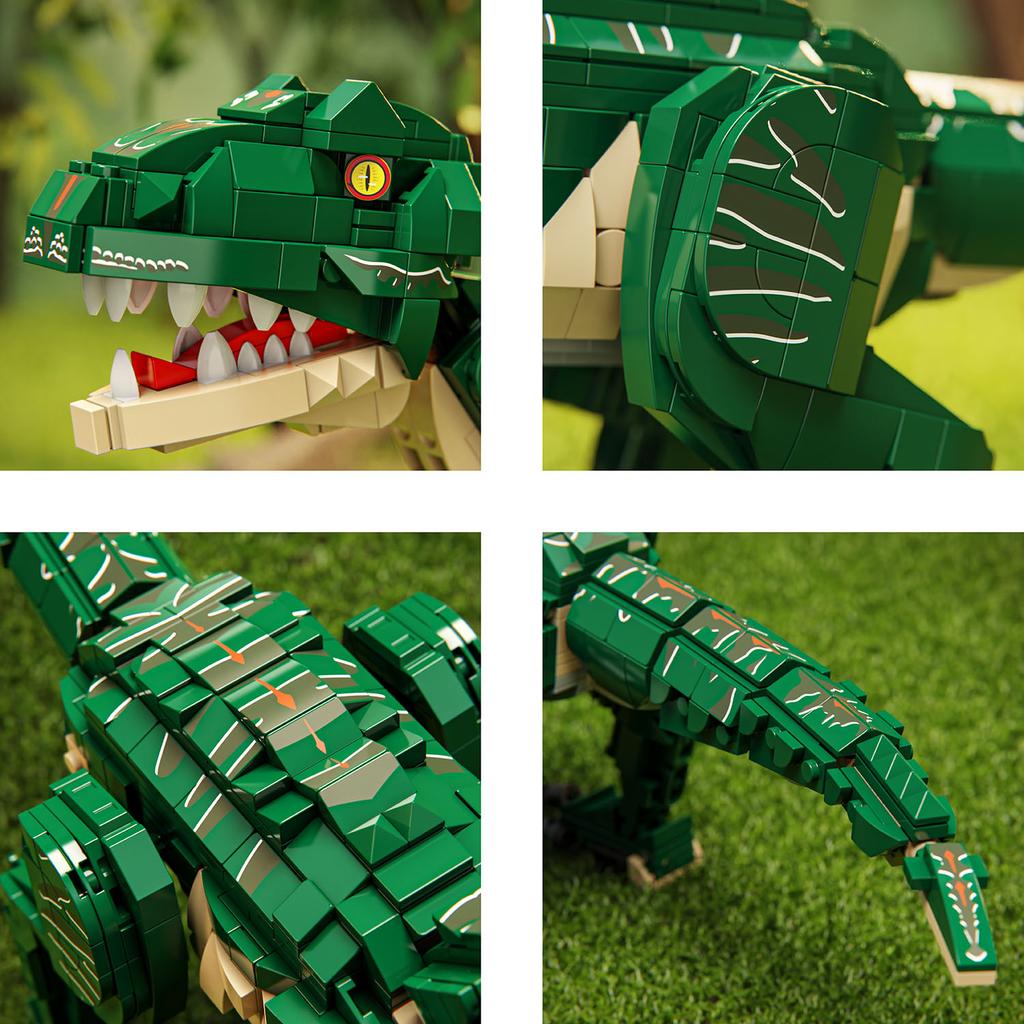 Non-Toxic 861Pcs Green Dinosaur Building Blocks Toys Model Tyrannosaurus Rex Assemble Puzzle Bricks Toy Sets For Kid Ornament Gifts