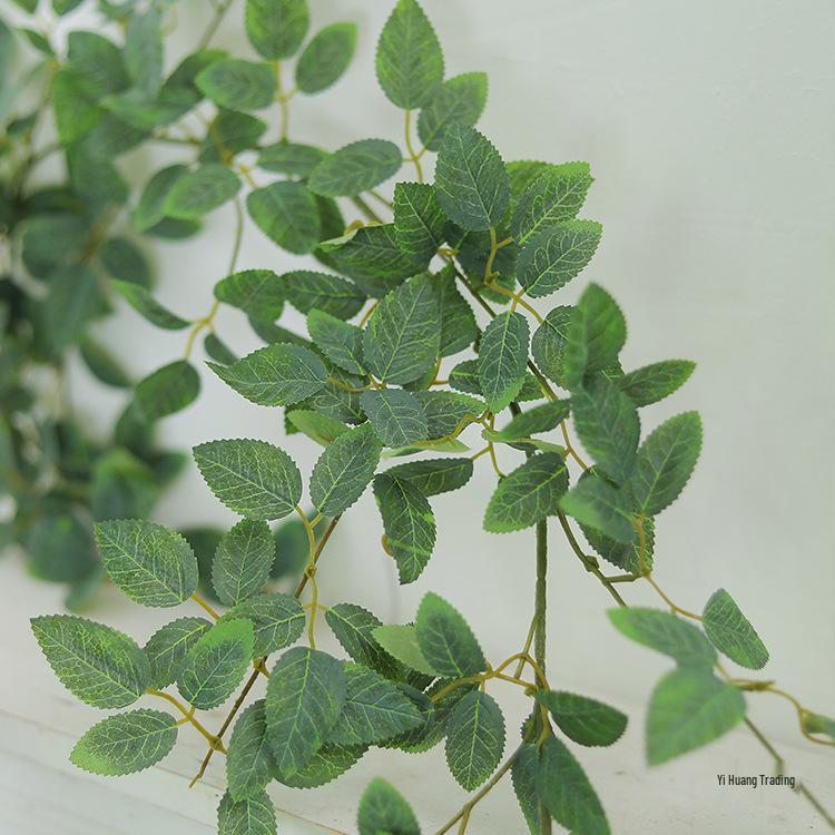 Luxurious Staircase Decor: Bionic Green Rose Vines & Leaves