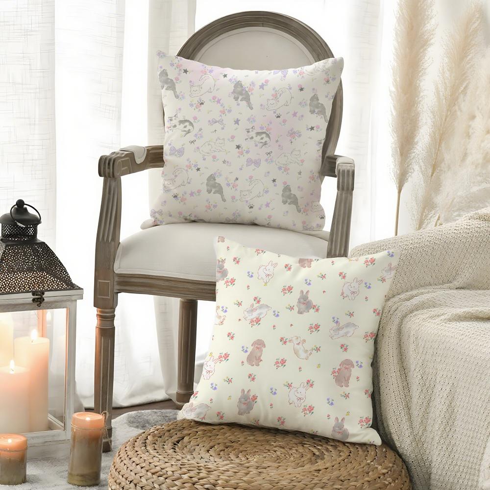 Flowers And Animals Warmly Heart Cushion Cover Silky Elegant Comfort Sofa Bed Invisible Zipper Beach Pillowcase