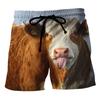 Funny Cows Pattern Beach Shorts Fashion Summer Vacation 3D Animals Printed Mens Board Shorts Casual Breathable Loose Swim Trunks