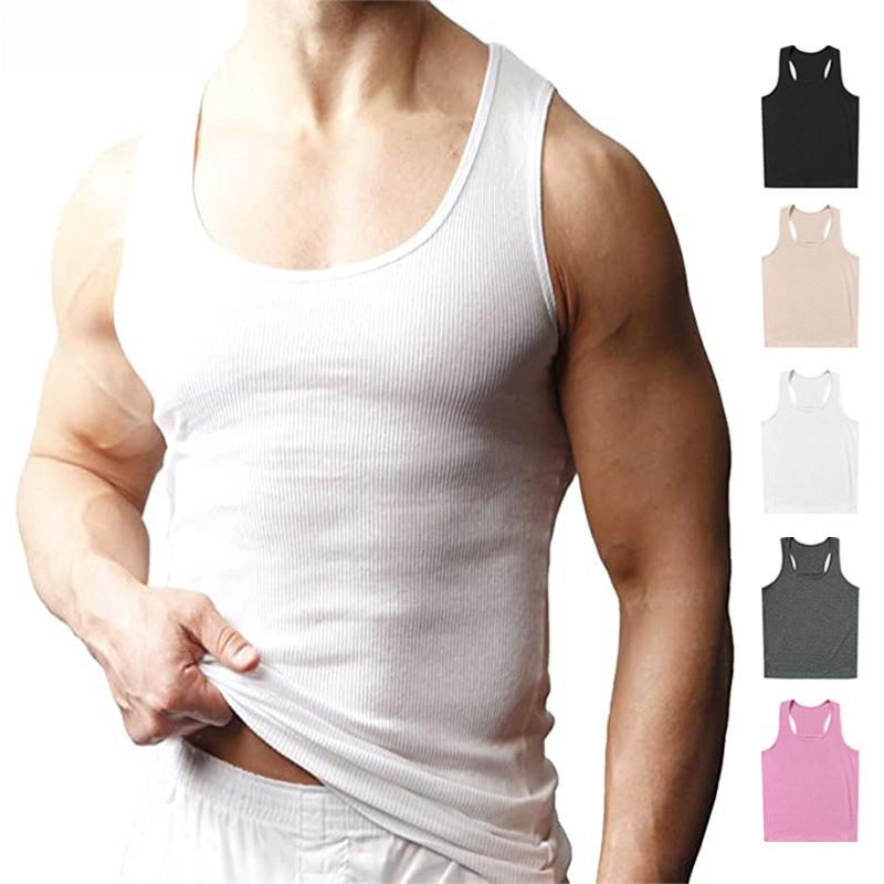 Vestă de fitness cu uscare rapidă de vară pentru bărbați – Cămașă sport fără mâneci, de culoare uni, marca de modă americană
