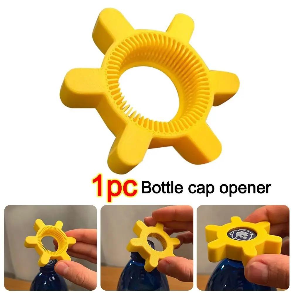 4Pcs Unique Multi-function Bottle Cap Opener Yellow Plastic Rotary Bottle Opener Bar Supplies Bottle Opener Kitchen Tool