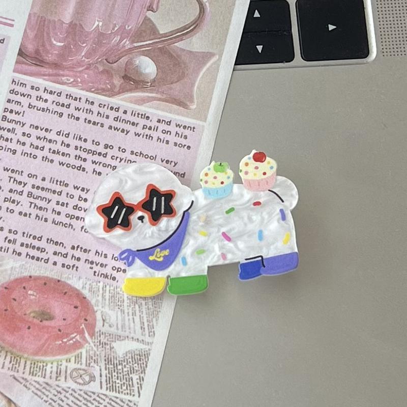 Süße süße Hunde-Haarnadel, Cartoon-Entenschnabel-Clip, Herz, Stern, Acryl, Pony, Haarspange, gebrochene Haarspange, All-Match-Haar-Accessoires