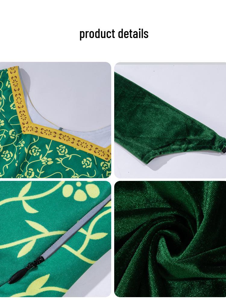 Princess Fiona Green Dress Shrek Cosplay Costume for Halloween & Stage Performance
