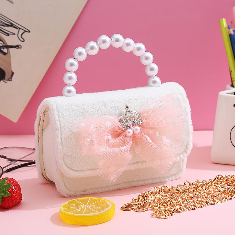Nuovissime Buste e Borse di Peluche per Bambini, Carino Fiocco di Pizzo, Borsa a Tracolla Principessa per Bambine, Portamonete per Bebè, Borsa per Bambini