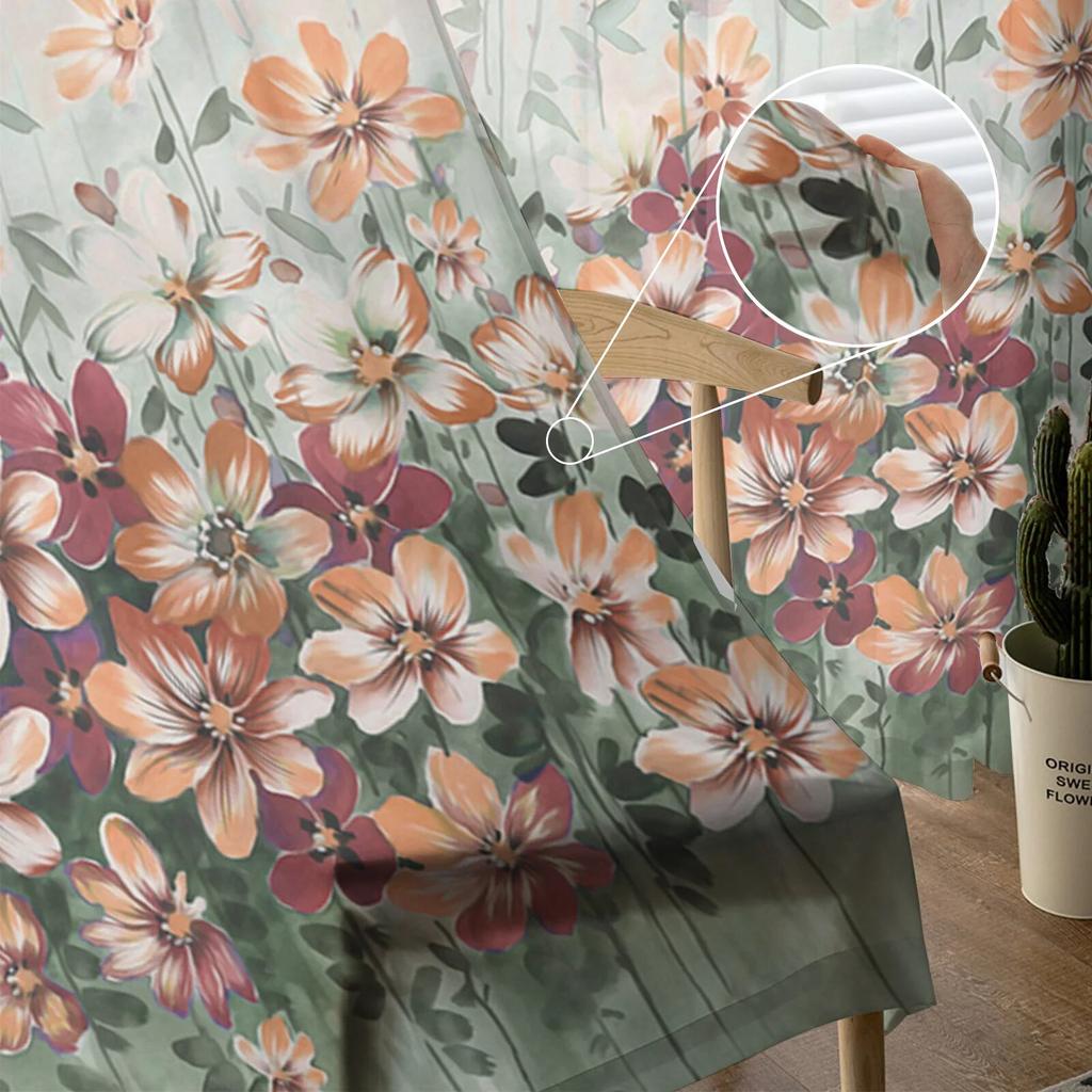 Kwiaty Rośliny Gradientowe Okna Tiulowe Zasłony Do Salonu Kuchnia Nowoczesne Osłony Okien Zasłony Woalowe