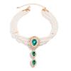 IngeSight.Z Vintage Multi-layer Imitation Pearl Beaded Choker Necklace Women Luxury Green Rhinestone Droplet Long Necklace