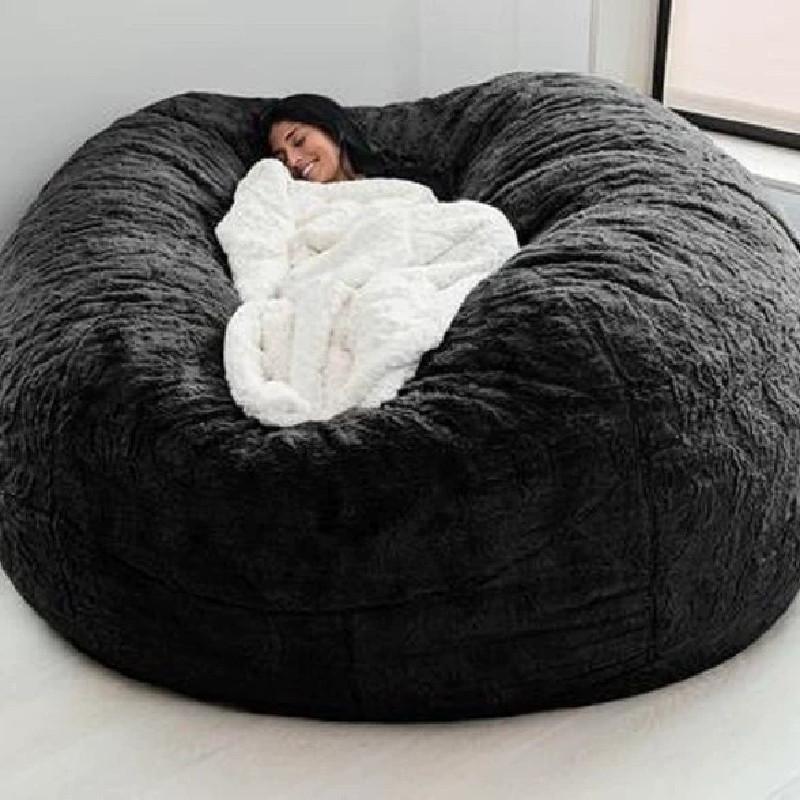 Color Large Solid Soft Plush Portable Living Room Lazy Sofa Cover Bean Bag Cover