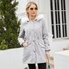 2023 Women's Detachable Fur Collar Parka: Long Sleeve Hooded Cotton Coat with Fleece Lining for Autumn/Winter