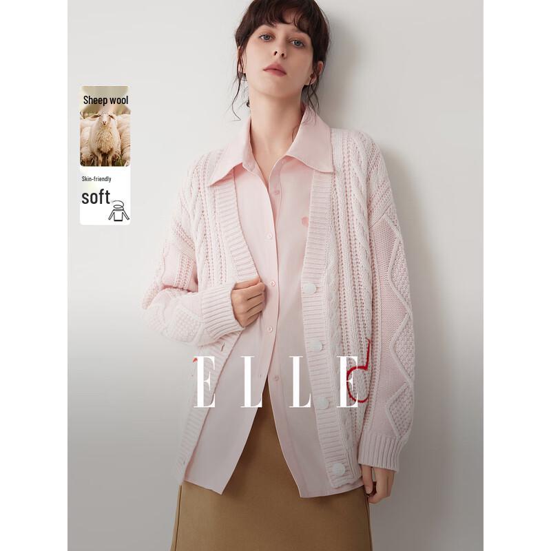 ELLE Women s Embroidered Merino Wool Cardigan M