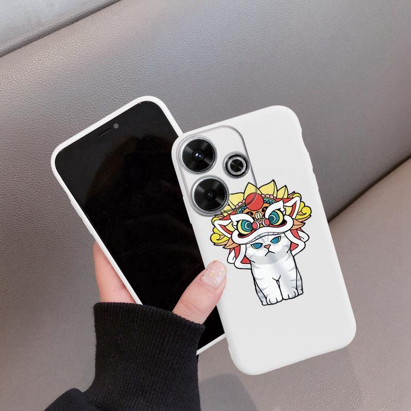 

М який силіконовий чохол Cute Cat для Xiaomi Redmi Note 13 Pro 13C 14 Poco C65 Samsung A55 A35 A34 M35 S24 iPhone Huawei Honor 200 Realme Shockproof Cover Realme 12 5G білий