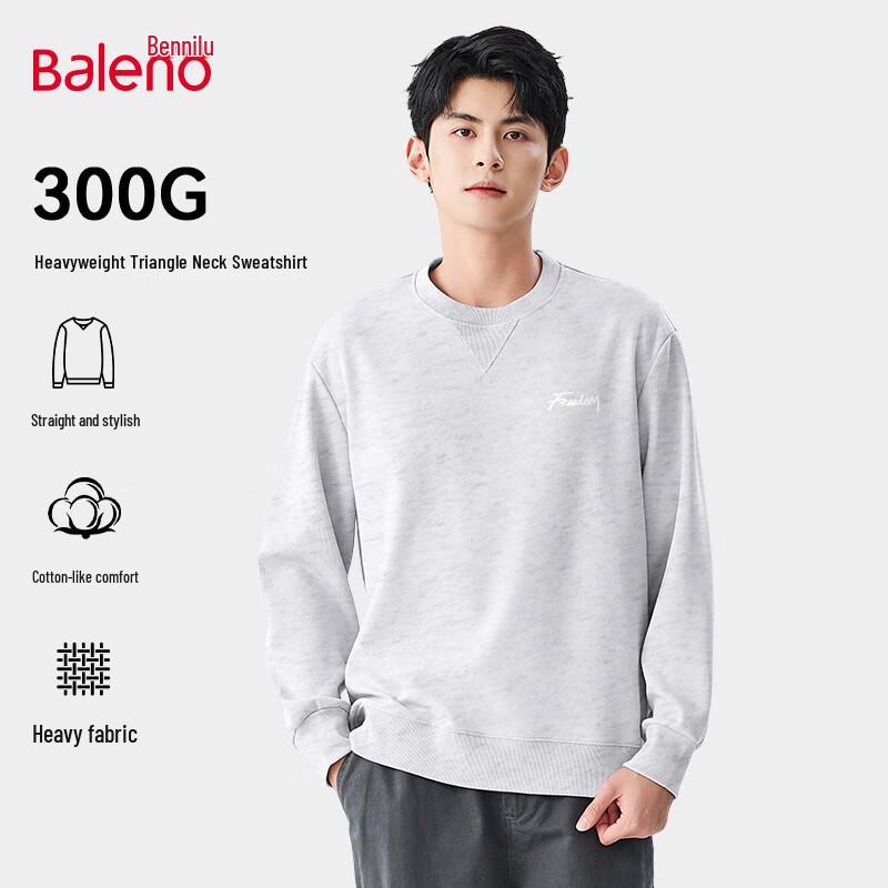 Baleno Men's Letter Print Heavyweight Round Neck Sweatshirt