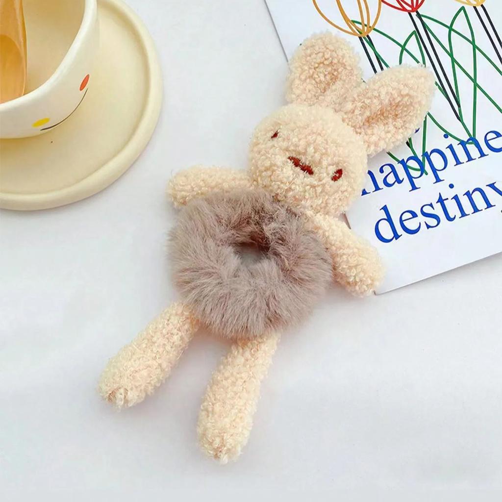 1pc Hug Bear Head, Rope, Female Cute Bear, Tie Bear Hair, Elastic Rope, Plush Hair Hoop