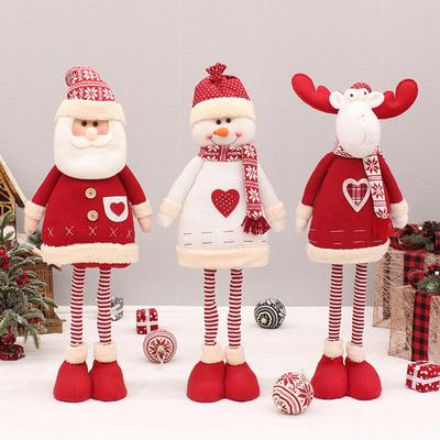 Cross-border Christmas Explosions Standing Retractable Santa Claus Snowman Elk Deer Fabric Doll Doll
