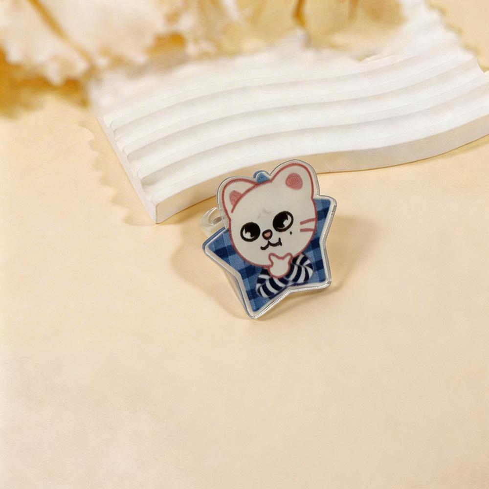 1 Anillo Acrílico de Miembro de Kpop Stray Kids Lindo Kawaii Chibi Cara de Anime Cabeza Grande, Merchandising SKZ Regalo para STAY