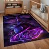 Neon Purple Rose Area Rug Non Slip  Floor Carpet for Kids Room Bedroom Living Room Entryway Durable Stain Resistant Home Decor