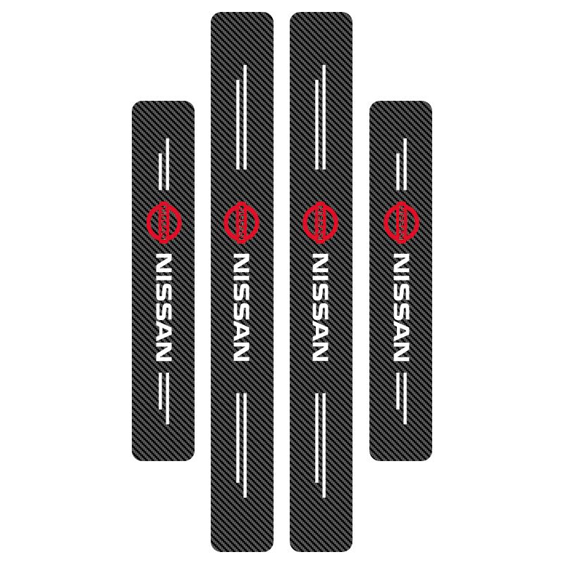 4Pcs/Set Car Scuff Plate Carbon Fiber Sticker Door Threshold Protector For Nissan Nismo Tiida Sylphy Teana Almera Qashqai J10 J11