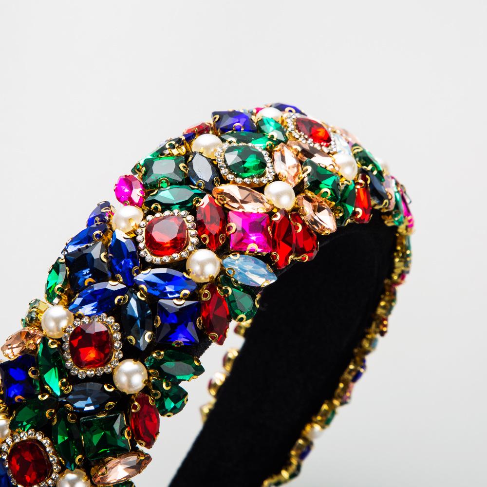 Baroque Rhinestone Pearl Headband: Korean-Style, Wide-Edge Hair Accessory