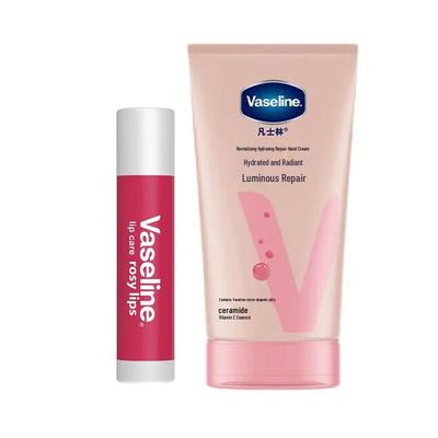 Vaseline Hand Cream & Rose Lip Balm Set