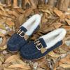 Women Winter Casual Shoes New Moccasins Soft Flat Non-slip Loafers Fashion Comfort Warm Plush Bow Slip on Female Cotton Shoes