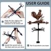 Rooster Weather Vane Retro Metal Wind Vane Roof Decoration Farmhouse Decorative Weather Vane for Outdoor Garden Decor