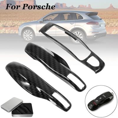 3pcs Carbon Fiber Color FOB Remote Key Case Shell Cover for Boxster Cayman 911 Panamera Cayenne Macan Car Key Accessorie