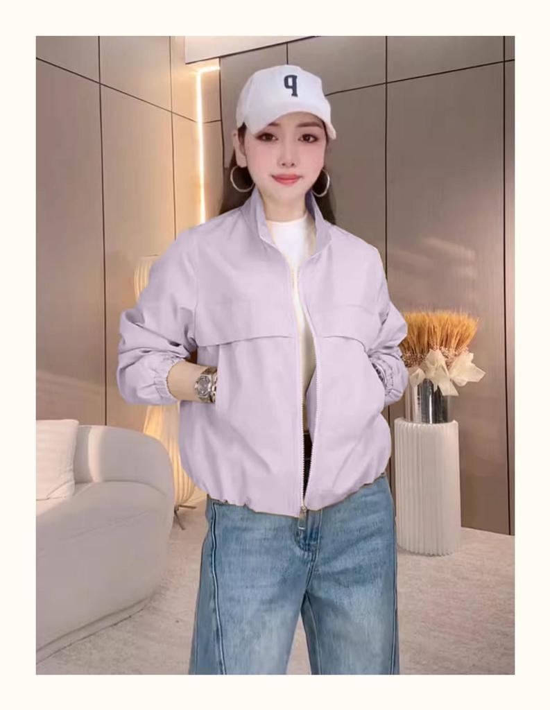 2025 Aurora Wind Casual Women's Petite Versatile Windbreaker Jacket - Spring/Autumn Solid Colors
