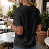 Women’s Cotton Linen Henley Neck Short Sleeve Shirt with Button Placket Solid Pattern Relaxed Fit Casual Blouse Top
