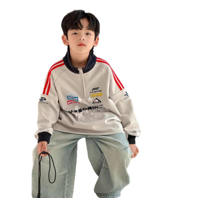 Boy S Stand Collar Long Sleeve Sweatshirt Casual Spring Autumn