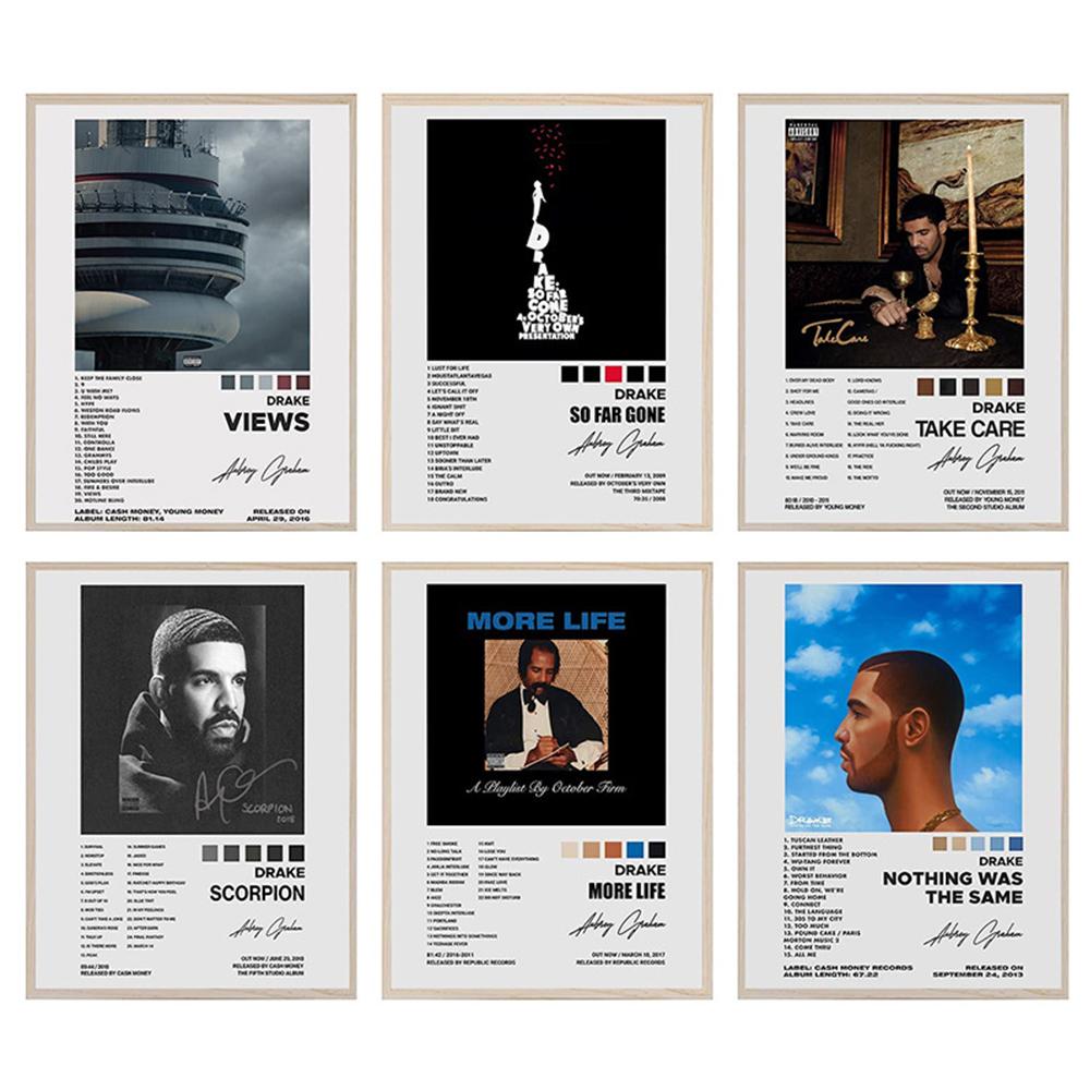 6pcs 8x10in Drake Posters Unframed Canvas Music Album Cover for Room Decor