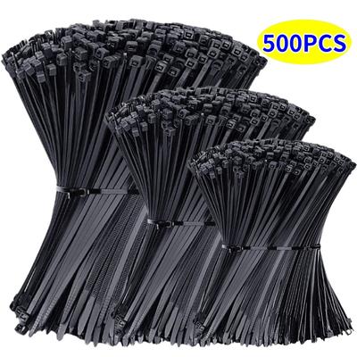 100/500Pcs Plastic Nylon Cable Ties Self-locking Cord Ties Straps Adjustable Cables Fastening Loop Home Office Wire Zip Ties