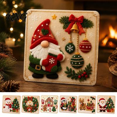 Family Gathering Activities DIY Christmas Felt Craft Kit, Santa Snowman Sticker Art Gnome Tree Displays Wreath Peel And Stick Kit for Teens,