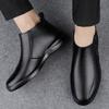 Men's Genuine Leather High-Top Zipper Ankle Boots with Velvet Lining – Warm, Casual, Cotton, Slip-On, Autumn/Winter.