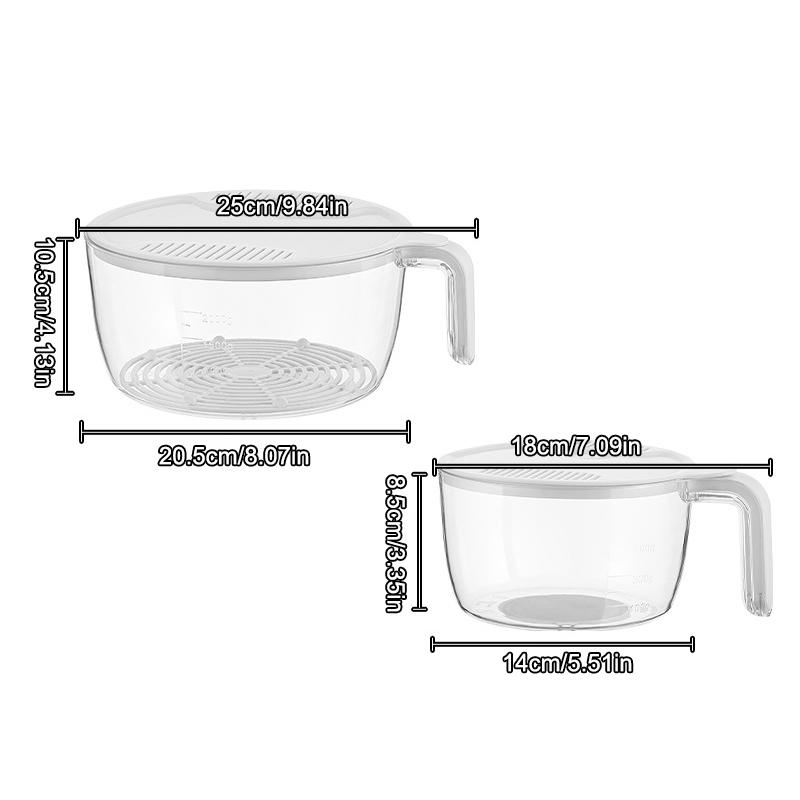 Colino Frutta Riso, Sicuro Plastica Lavaggio Riso Colino Ciotola Con Coperchio Drenante, Sciacquatore Con Manico Per Verdura Frutta Cereali Fagioli