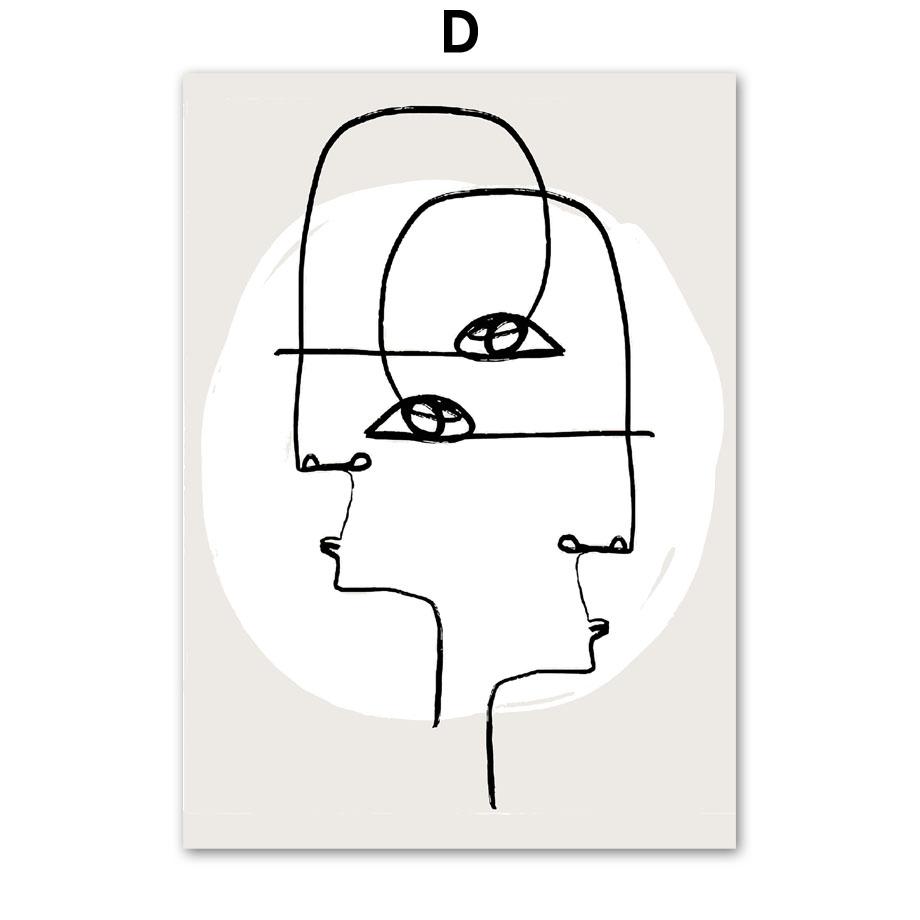 Wall Art Canvas Painting Modern Abstract Line Face Minimalist Nordic Posters And Prints Wall Pictures For Living Room Decoration