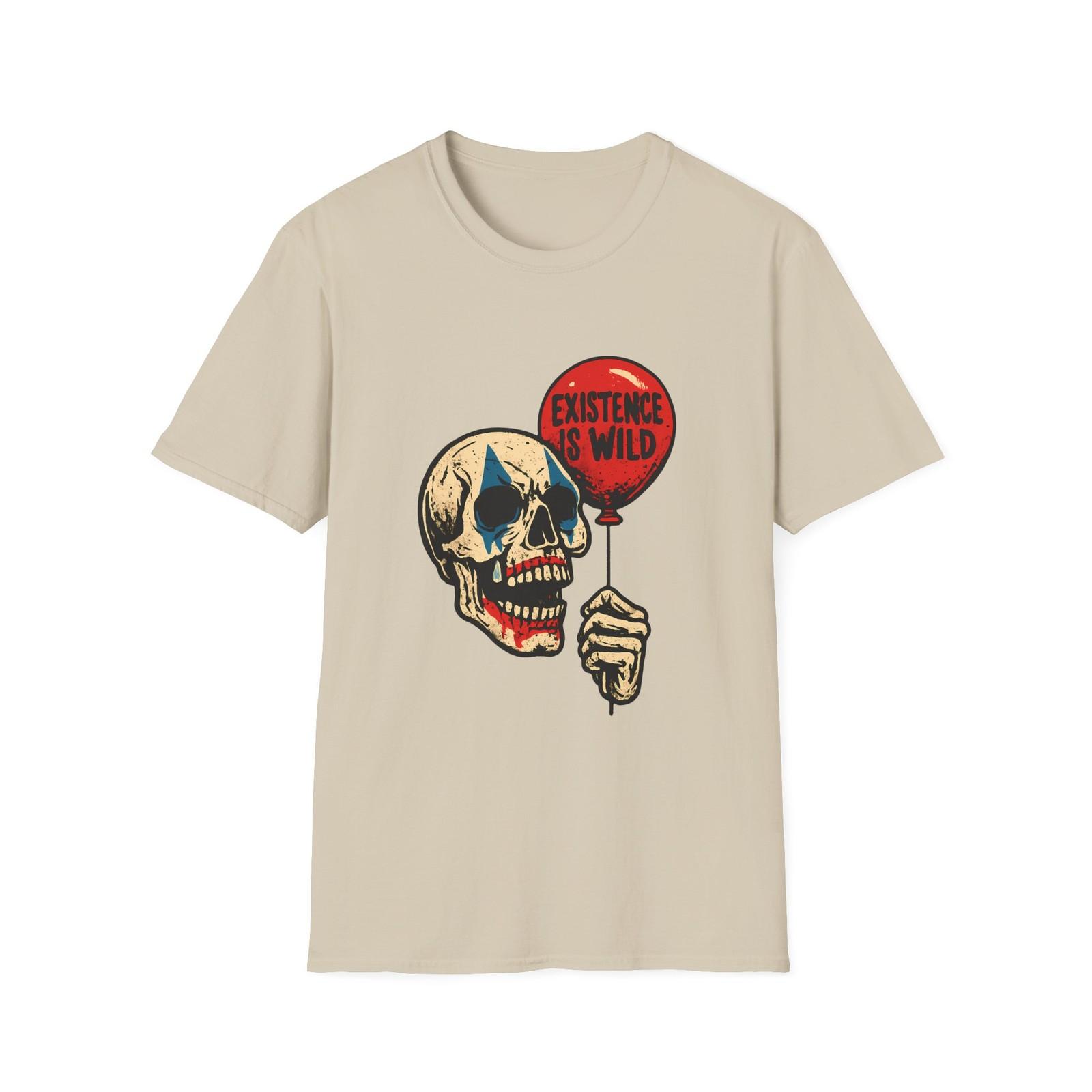 Unisex Softstyle T-Shirt Skull Clown Balloon Dark Humor Halloween S