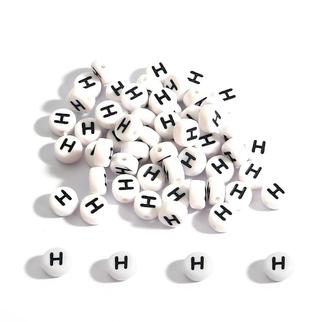 100Pcs Acrylic Letter Round Flat Beads DIY Jewelry Making Accessories