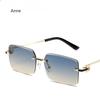 Vintage Square Rimless Sunglasses Women Luxury Designer Popular Small Rectangle Gradient Sun Glasses Fashion Shades