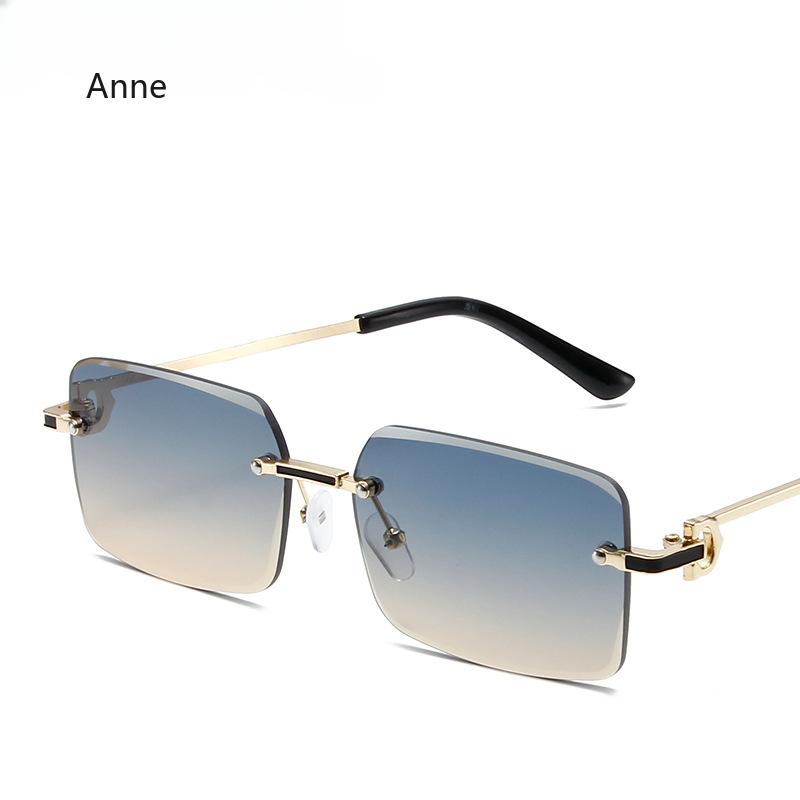 Vintage Square Rimless Sunglasses Women Luxury Designer Popular Small Rectangle Gradient Sun Glasses Fashion Shades