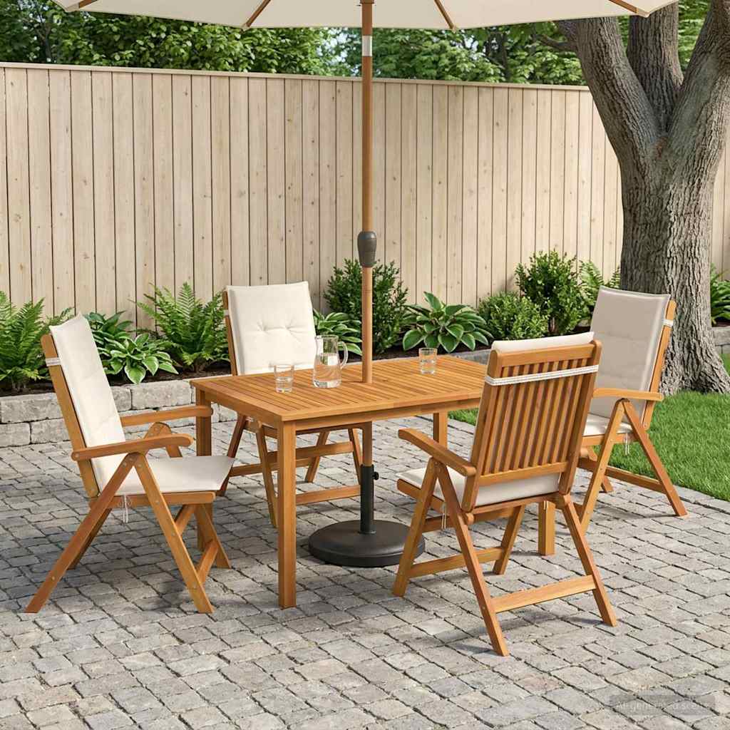 5 Piece Garden Dining Set Natural Solid Wood Acacia