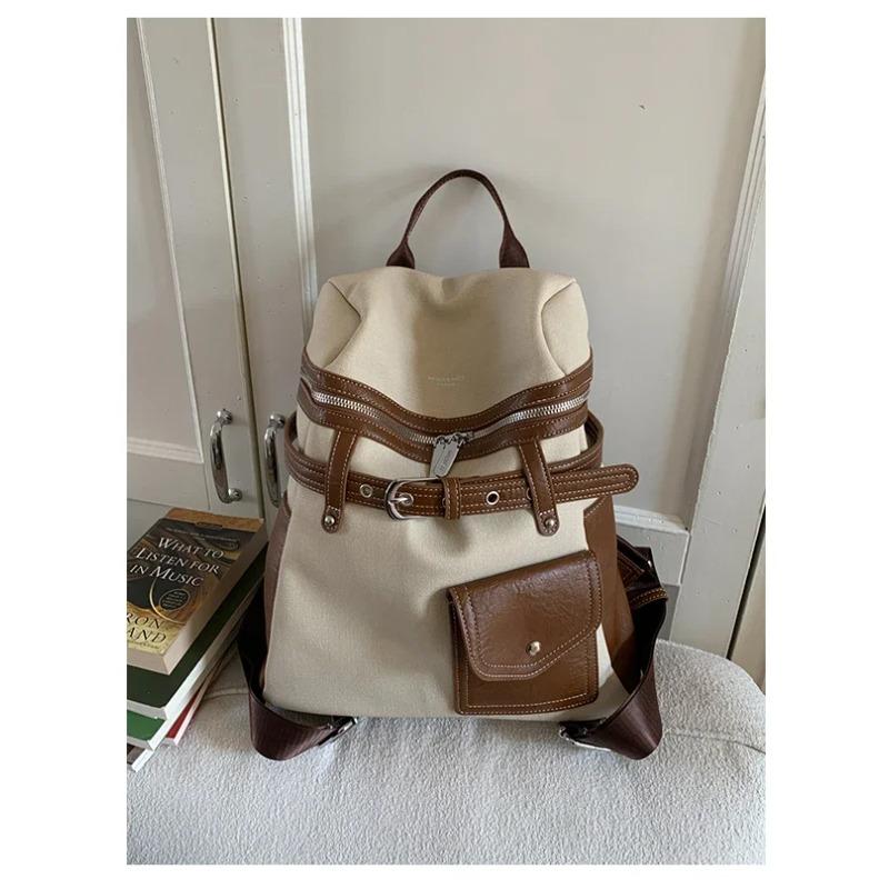 Design Sense Ctrasting PU Nyl Splicing Fashi Backpack 2026  Casual Versatile Simple Women s Commuting Backpack
